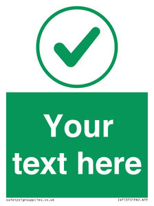 Custom green background, green tick in circle sign